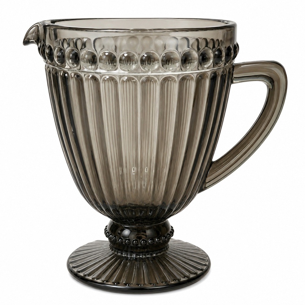 Mikasa Italian Countryside Smoke Gray Glass 40 Oz Pitcher PT40M1 Pedestal 7.5"